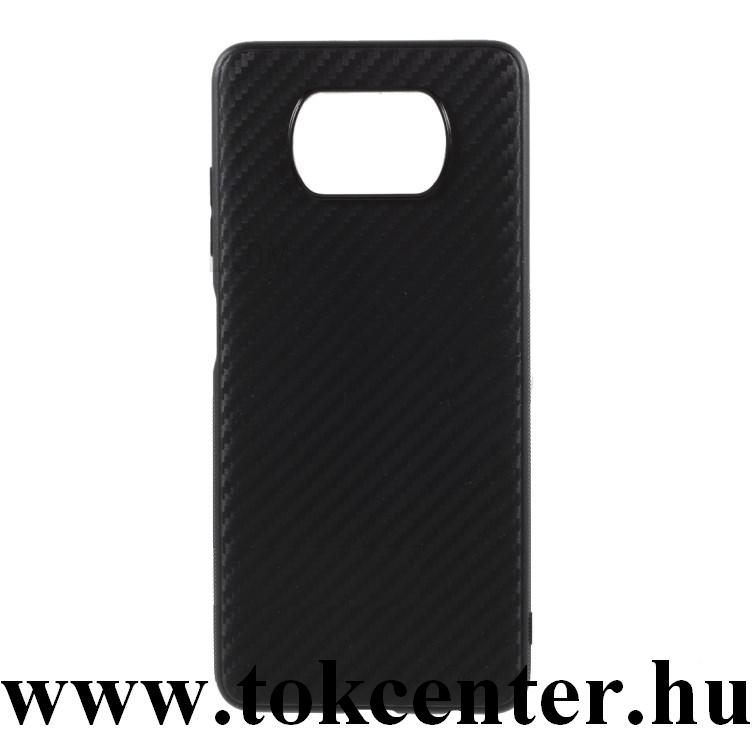 Xiaomi Poco X3 NFC Szilikon telefonvédő (karbon minta) FEKETE