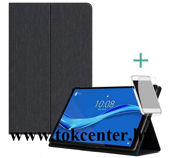 Lenovo Tab M10 FHD Plus (TB-X606X)/ Lenovo Tab M10 Plus (TB-X606F) Tok álló, bőr hatású (FLIP, oldalra nyíló, asztali tartó funkció + képernyővédő fólia) FEKETE (ZG38C02959)