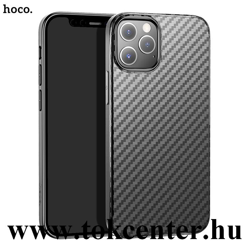 Apple iPhone 12 Pro Max HOCO DELICATE SHADOW szilikon telefonvédő (karbon minta) FEKETE