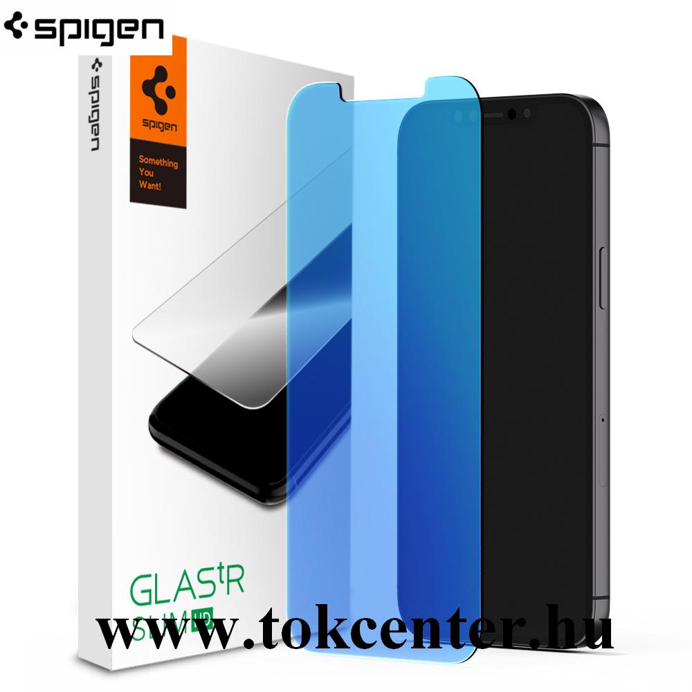 Apple iPhone 12 / Apple iPhone 12 Pro SPIGEN SLIM HD ANTIBLUE képernyővédő üveg (2.5D full cover, kék fény elleni védelem, ultravékony, 0.2mm, 9H) ÁTLÁTSZÓ