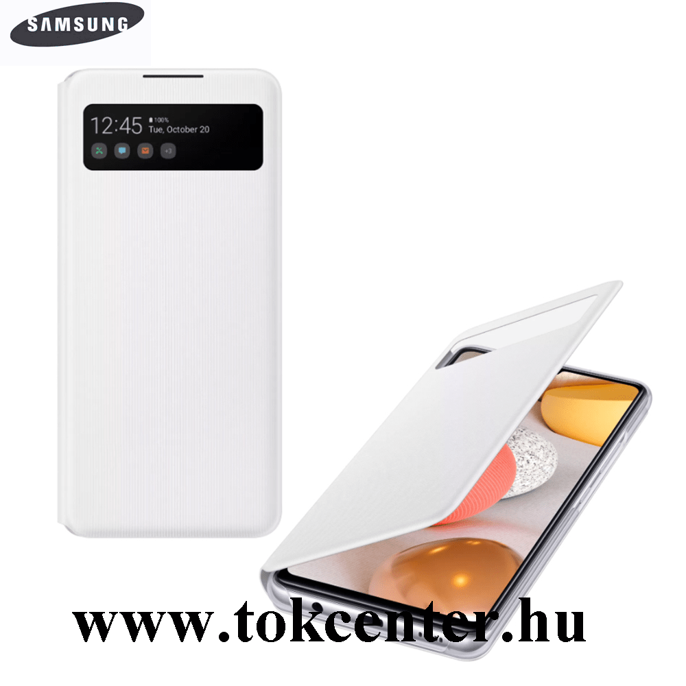 Samsung Galaxy A42 5G (SM-A425F) Gyári Tok álló (aktív flip, oldalra nyíló, hívószámkijelzés, Smart View Cover) FEHÉR (EF-EA426PWEGEE)