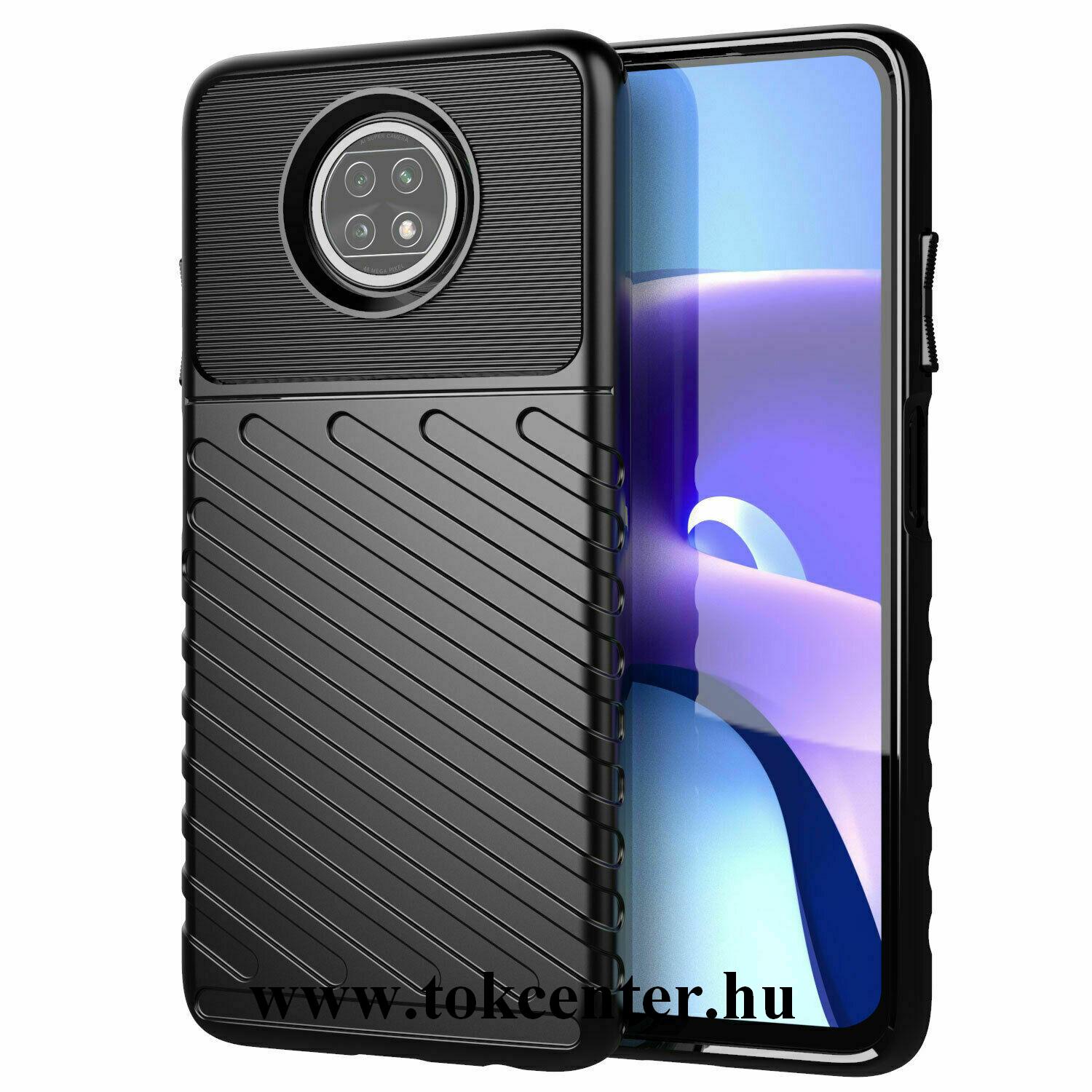 Xiaomi Redmi Note 9 5G Szilikon telefonvédő (közepesen ütésálló, csíkos, dombor minta) FEKETE