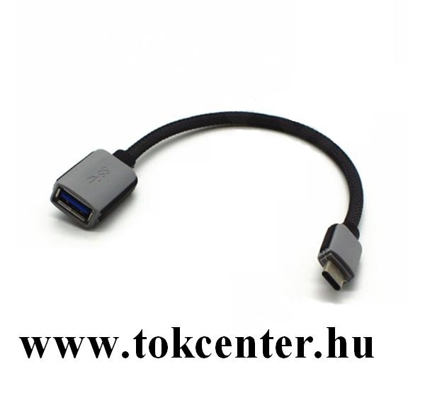 Adapter (Type-C, adatátvitelhez, OTG, 20cm) FEKETE
