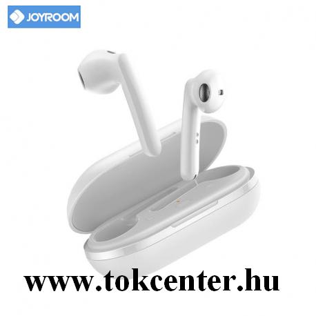 JOYROOM BLUETOOTH fülhallgató SZTEREO (v5.0, TWS, mikrofon, játékhoz, zenehallgatáshoz ajánlott + töltőtok) FEHÉR