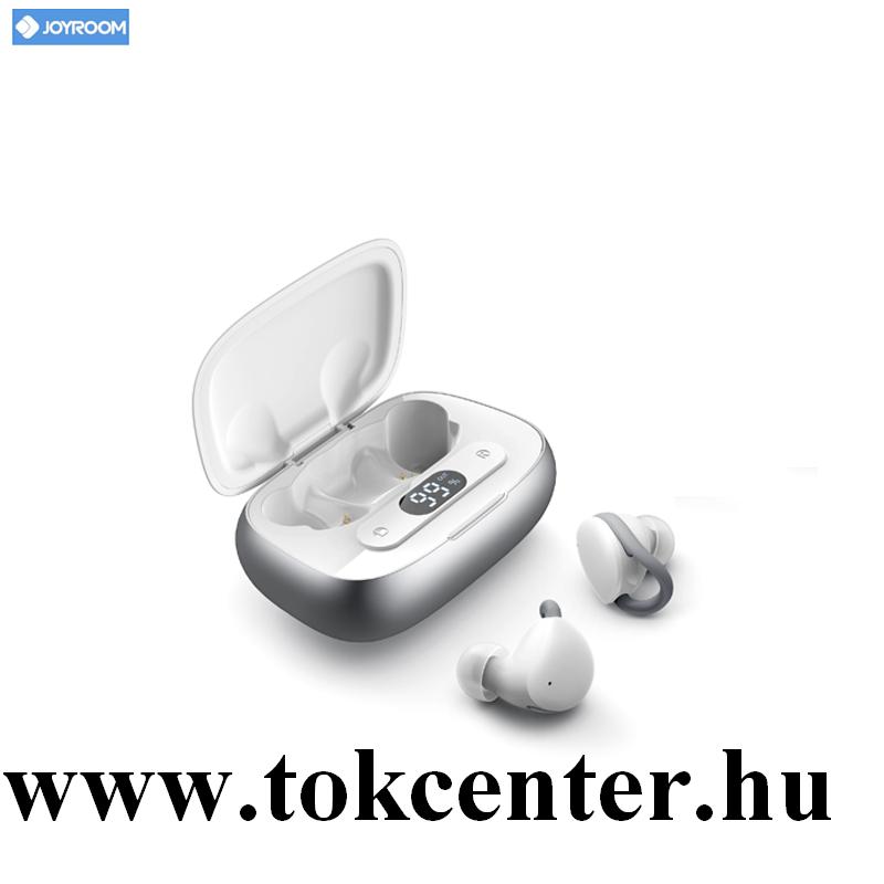 JOYROOM BLUETOOTH fülhallgató SZTEREO (v5.0, TWS, mikrofon, zajszűrő, töltöttségi szint LED kijelző + töltőtok) FEHÉR