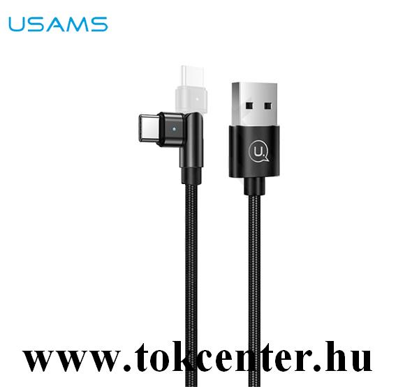 USAMS U60 adatkábel és töltő (USB - Type-C, forgatható fej, 100 cm, LED jelző) FEKETE