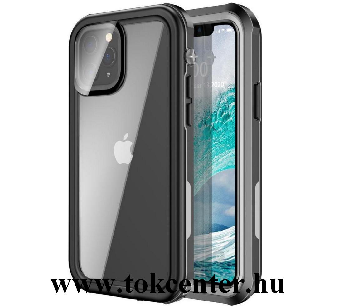 Apple iPhone 12 / Apple iPhone 12 Pro Vízhatlan / vízálló tok, AQUA (3 méterig, IP67, közepesen ütésálló, légpárnás sarok) FEKETE