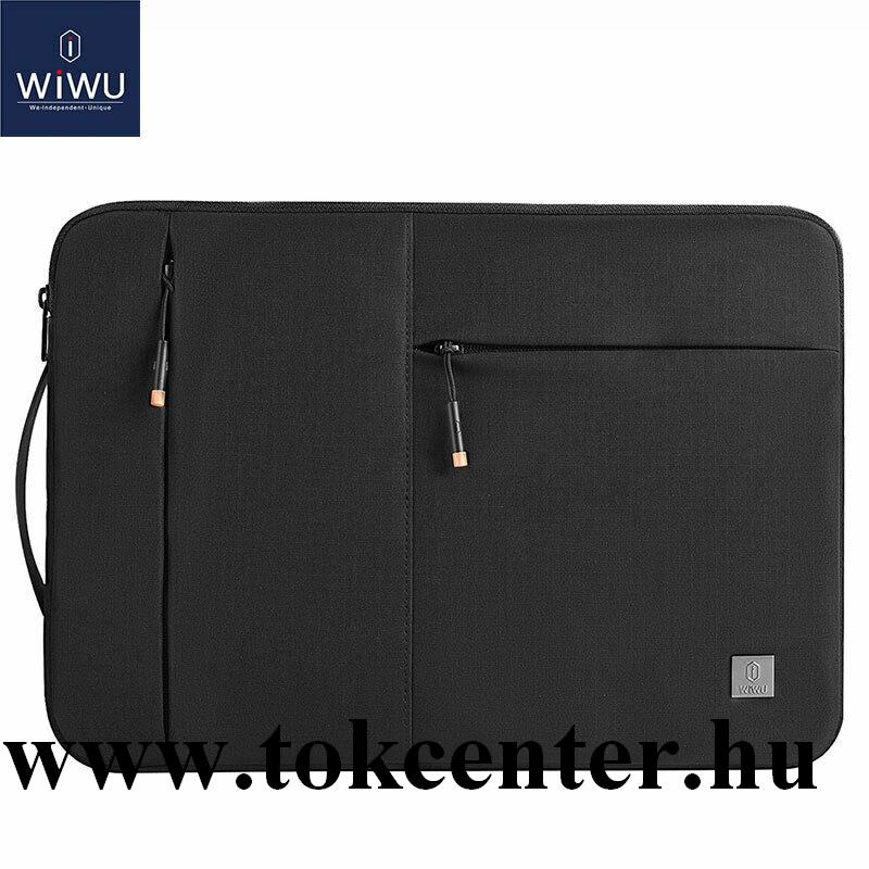 WIWU ALPHA tok fekvő, textil LAPTOP / NOTEBOOK / TABLET (univerzális, cseppálló, cipzáras,14'' készülékekhez) FEKETE