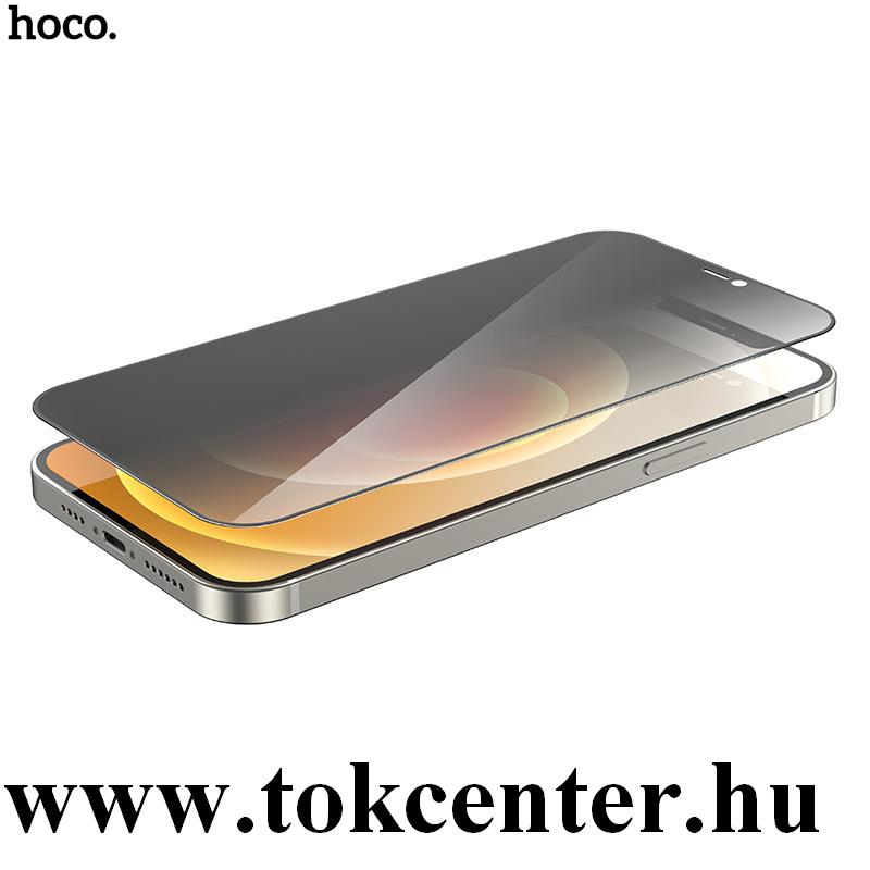 Apple iPhone 12 Pro Max HOCO A21 képernyővédő üveg (3D full cover, törésálló szél, betekintés ellen, 0.33mm, 9H) FEKETE