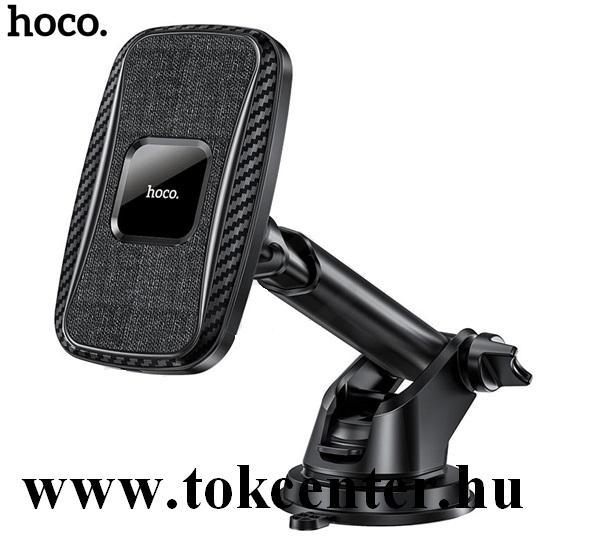 HOCO CA75 autós tartó (tapadókorongos, szellőzőre, mágneses, QI Wireless, 10W, vezeték nélküli töltés) FEKETE