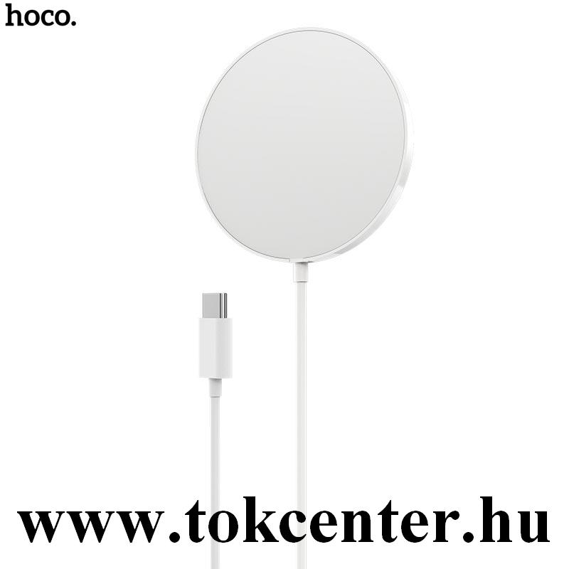 HOCO CW28 hálózati töltő állomás 2in1 (15W, vezeték nélküli töltés,MagSafe kialakítás, gyorstöltés + Type-C kábel) FEHÉR