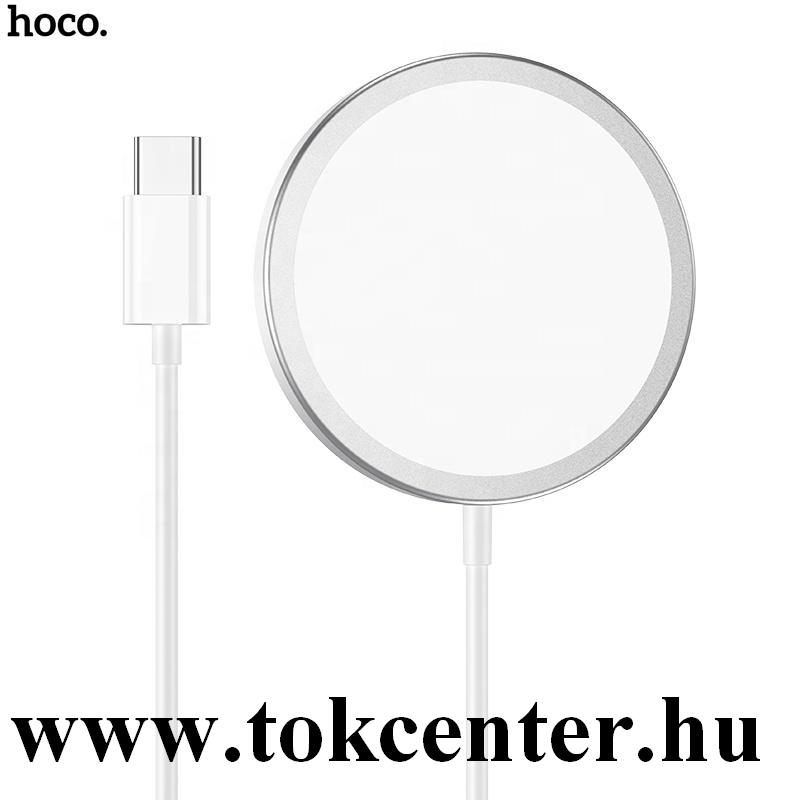 HOCO CW30 hálózati töltő állomás 2in1 (15W, vezeték nélküli töltés,MagSafe kialakítás, gyorstöltés + Type-C kábel) EZÜST