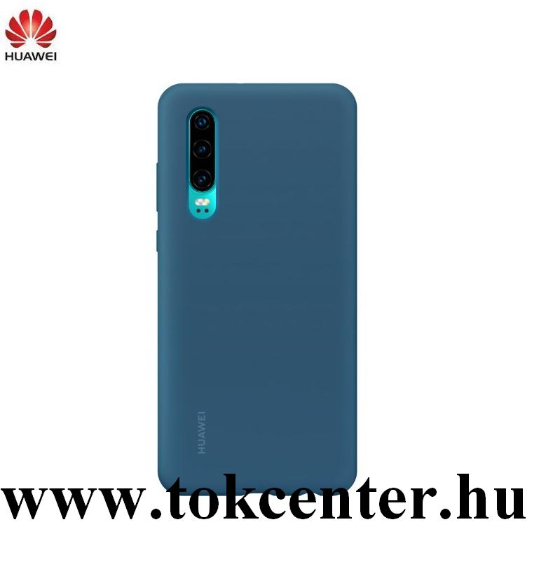 Huawei P30 Gyári Szilikon telefonvédő (beépített fémlemez, gumírozott) KÉK (51992850)