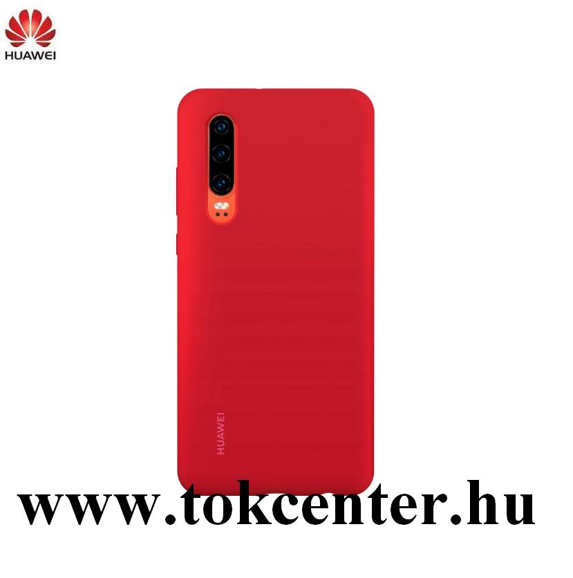 Huawei P30 Gyári Szilikon telefonvédő (beépített fémlemez, gumírozott) PIROS (51992848)