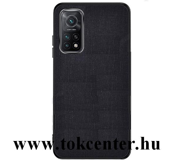 Xiaomi Mi 10T 5G / Xiaomi Mi 10T Pro 5G Műanyag telefonvédő (szilikon keret, textilbevonat) FEKETE