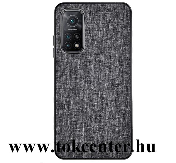Xiaomi Mi 10T 5G / Xiaomi Mi 10T Pro 5G Műanyag telefonvédő (szilikon keret, textilbevonat) SZÜRKE