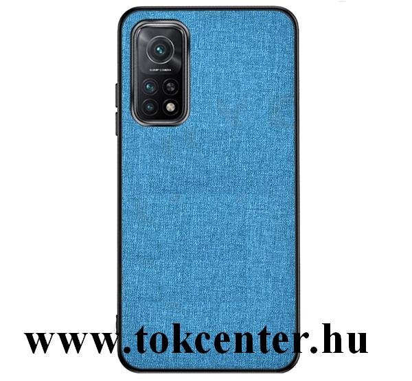 Xiaomi Mi 10T 5G / Xiaomi Mi 10T Pro 5G Műanyag telefonvédő (szilikon keret, textilbevonat) VILÁGOSKÉK