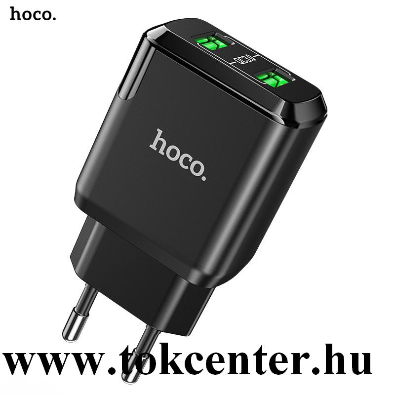 HOCO N6 CHARMER hálózati töltő 2 x USB aljzat (5V / 3000mA, 20W, QC 3.0, PD gyorstöltés támogatás) FFEKETE
