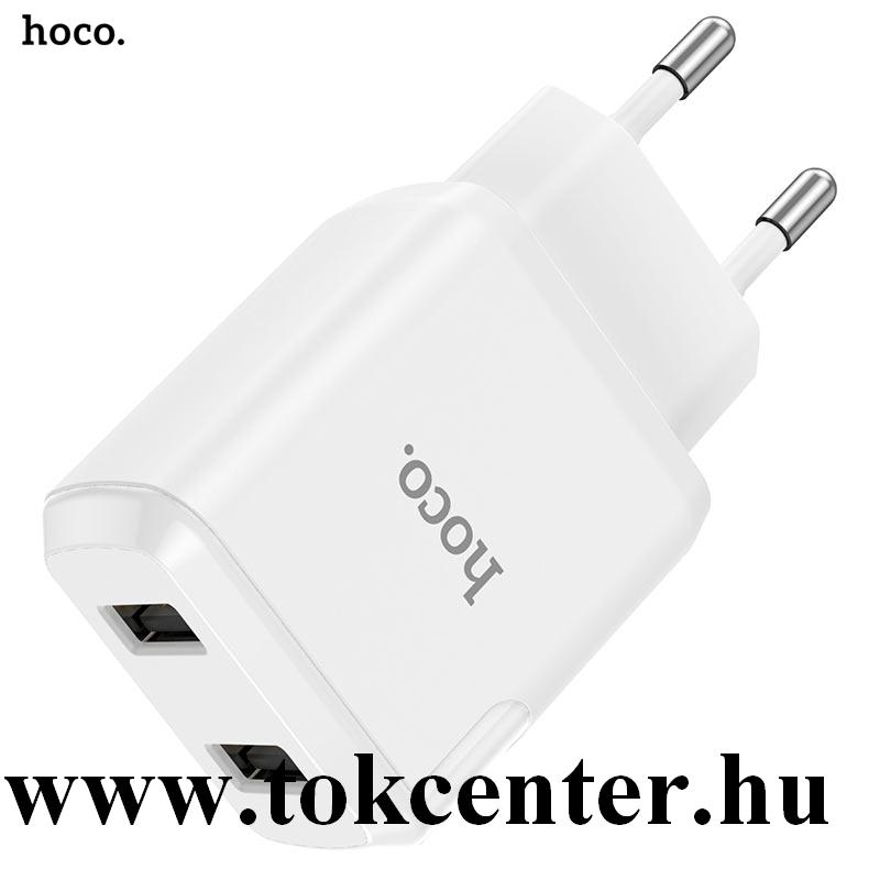 HOCO N7 SPEEDY hálózati töltő 2 x USB aljzat (5V / 2100mA, QC 3.0, PD gyorstöltés támogatás) FEHÉR