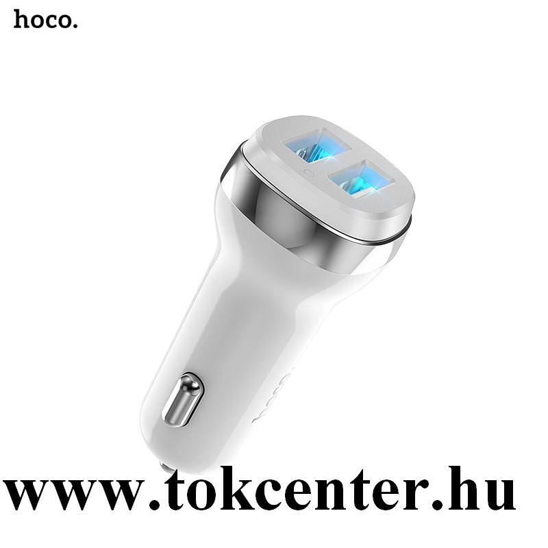 HOCO Z40 autós töltő 2 x USB aljzat (5V / 2400mA, gyorstöltés támogatás, LED jelzés) FEHÉR