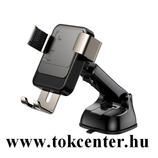 JOYROOM autós tartó (szellőzőre, gravitációs, Type-C aljzat, forgatható, QI töltés,15W, 4.5-6.8'' méret) FEKETE