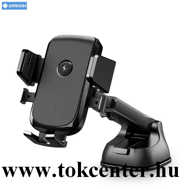 JOYROOM autós tartó (tapadókorongos, gravitációs, Type-C aljzat, forgatható, QI töltés,15W, 4.5-6.8'' méret) FEKETE