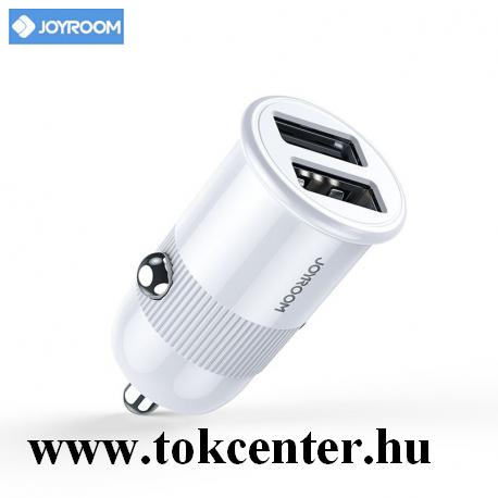 JOYROOM autós töltő 2 x USB aljzat (5V / 3100mA, túlmelegedés védelem, PD gyorstöltés támogatás) FEHÉR