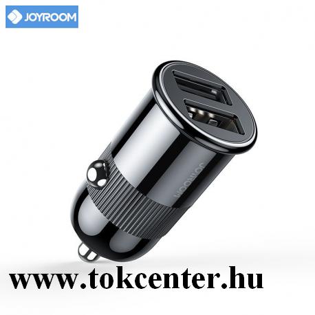JOYROOM autós töltő 2 x USB aljzat (5V / 3100mA, túlmelegedés védelem, PD gyorstöltés támogatás) FEKETE
