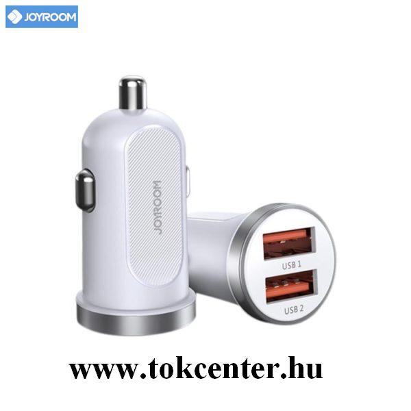 JOYROOM autós töltő USB + Type-C aljzat (5V / 4500mA, mini, 30W, PD gyorstöltés támogatás) FEHÉR