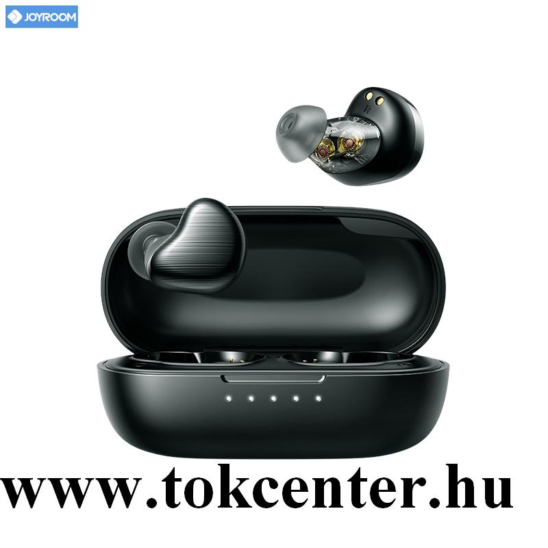JOYROOM BLUETOOTH fülhallgató SZTEREO (v5.0, mikrofon, cseppálló, zajszűrő, LED kijelző + töltőtok) FEKETE