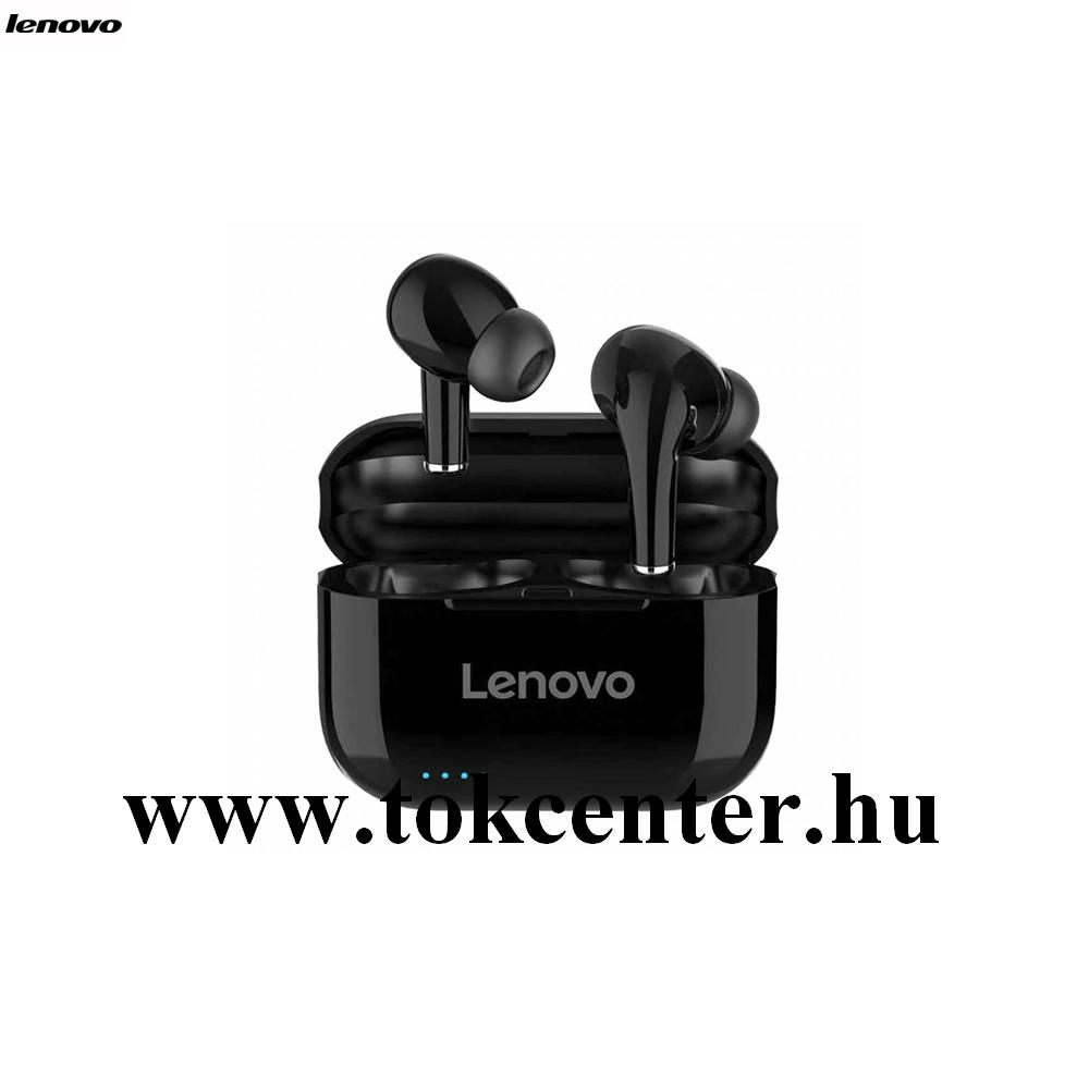 LENOVO LIVEPODS BLUETOOTH SZTEREO fülhallgató (v5.0, TWS, mikrofon, extra mini + töltőtok) FEKETE