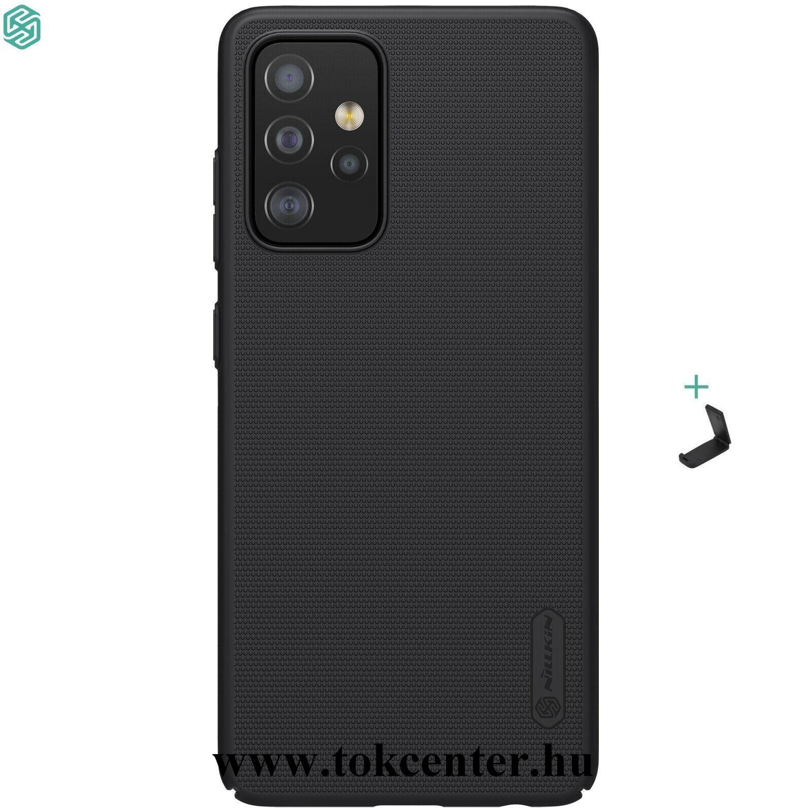 Samsung Galaxy A52 5G (SM-A526F) NILLKIN SUPER FROSTED műanyag telefonvédő (gumírozott, érdes felület + asztali tartó) FEKETE