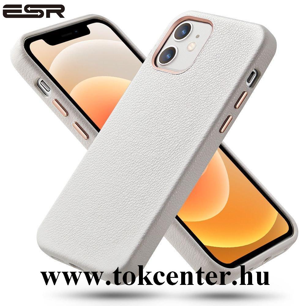 Apple iPhone 12 mini ESR METRO műanyag telefonvédő (ultravékony, valódi bőr hátlap) FEHÉR