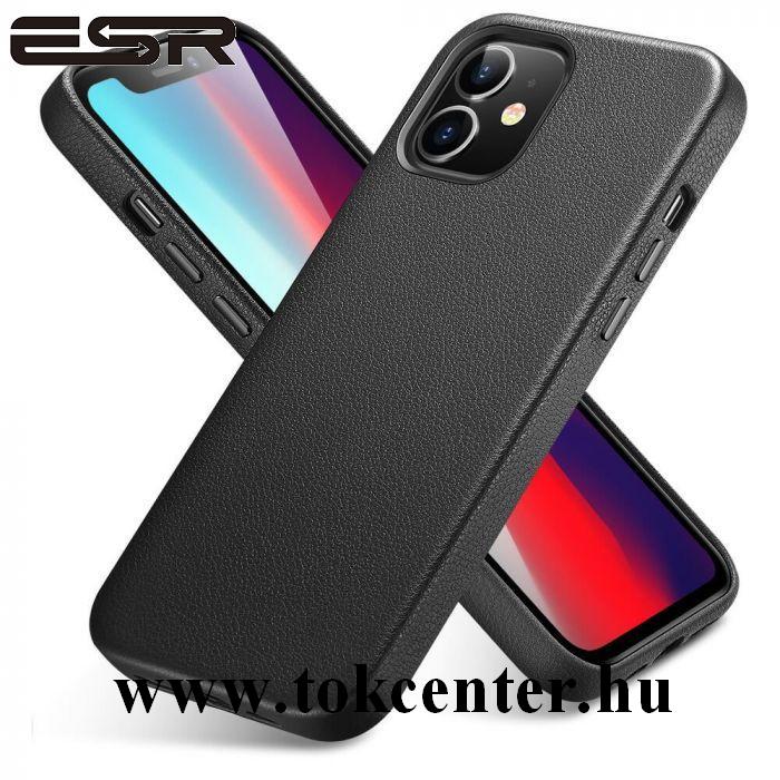Apple iPhone 12 mini ESR METRO műanyag telefonvédő (ultravékony, valódi bőr hátlap) FEKETE