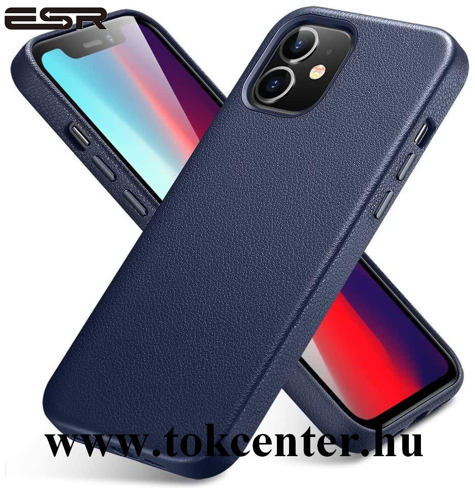 Apple iPhone 12 mini ESR METRO műanyag telefonvédő (ultravékony, valódi bőr hátlap) SÖTÉTKÉK