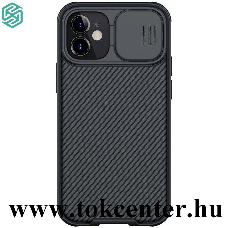 Apple iPhone 12 mini NILLKIN CAMSHIELD PRO MAGNETIC műanyag telefonvédő (közepesen ütésálló, kamera védelem, fémlemez, csíkos) FEKETE