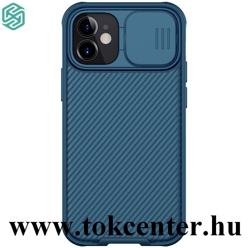 Apple iPhone 12 mini NILLKIN CAMSHIELD PRO MAGNETIC műanyag telefonvédő (közepesen ütésálló, kamera védelem, fémlemez, csíkos) SÖTÉTKÉK