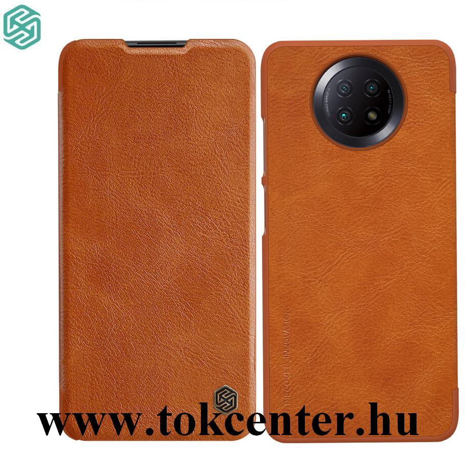 Xiaomi Redmi Note 9 5G NILLKIN QIN tok álló, bőr hatású (FLIP, oldalra nyíló, bankkártya tartó) BARNA