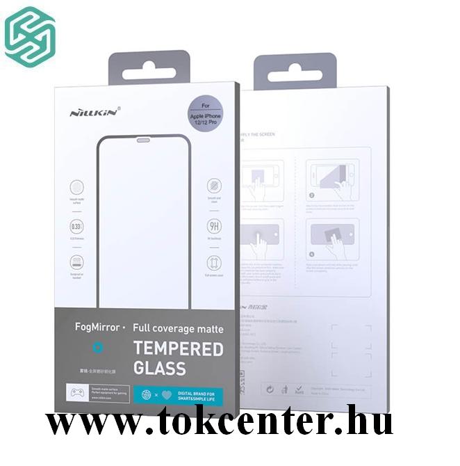 Apple iPhone 12 / Apple iPhone 12 Pro NILLKIN FOGMIRROR képernyővédő üveg (2.5D kerekített szél, full glue, karcálló, 0.33mm, 9H) ÁTLÁTSZÓ