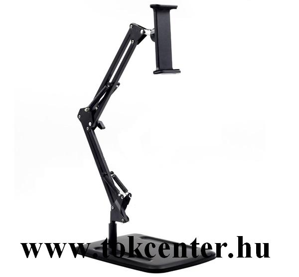 Készülék tartó állvány (alumínium, dönthető, állítható, 360°-ban forgatható, 56 cm magas, 7.9'' méret) FEKETE