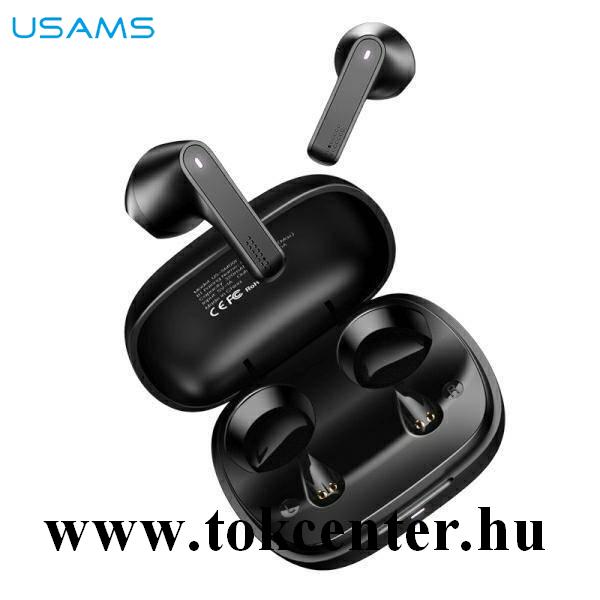 USAMS SM BLUETOOTH SZTEREO fülhallgató (V5.0, TWS, mikrofon, zajszűrő, zenehallgatáshoz ajánlott + töltőtok) FEKETE