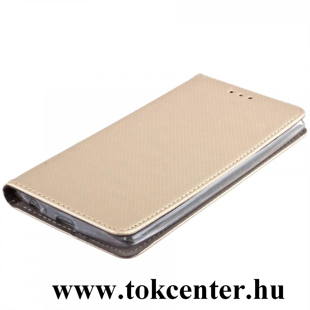 Xiaomi Redmi Note 9T 5G Tok álló, bőr hatású (FLIP, oldalra nyíló, asztali tartó funkció, rombusz minta) ARANY