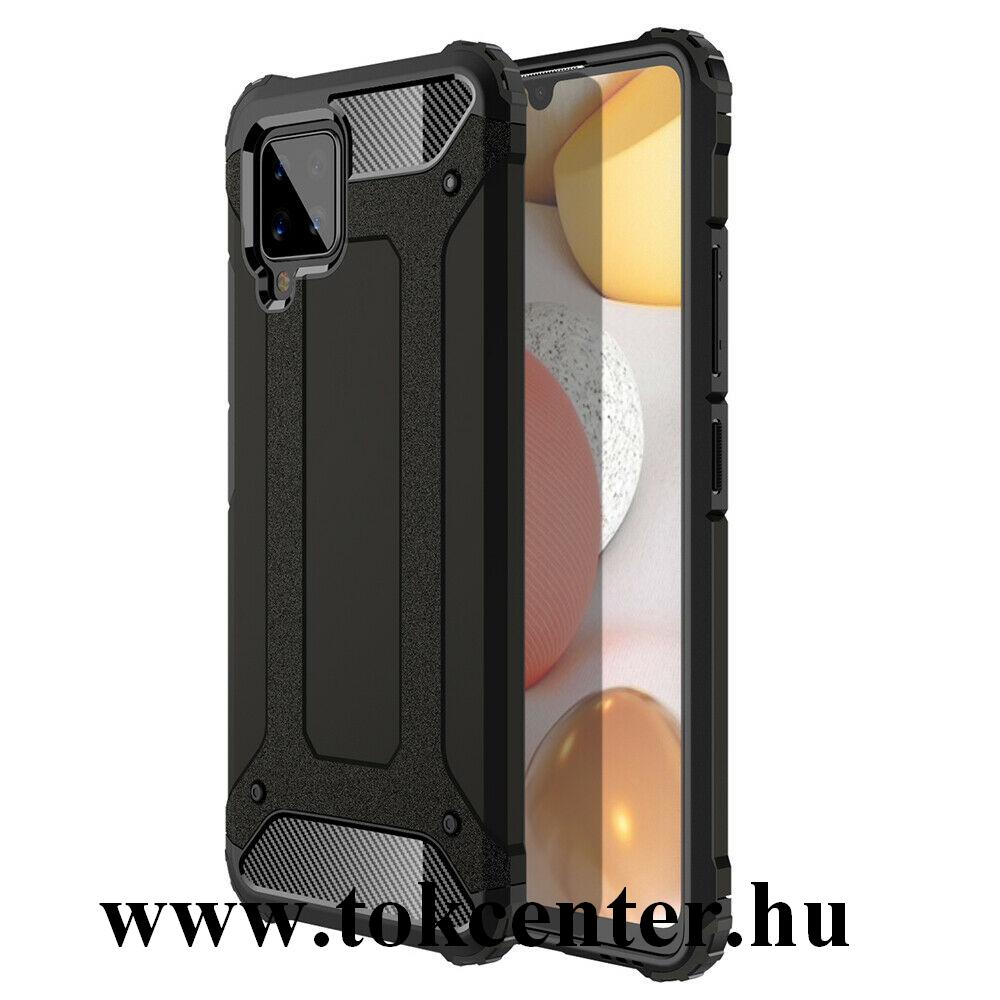 Samsung Galaxy A42 5G (SM-A425F) Defender műanyag telefonvédő (közepesen ütésálló, légpárnás sarok, szilikon belső, fémhatás) FEKETE