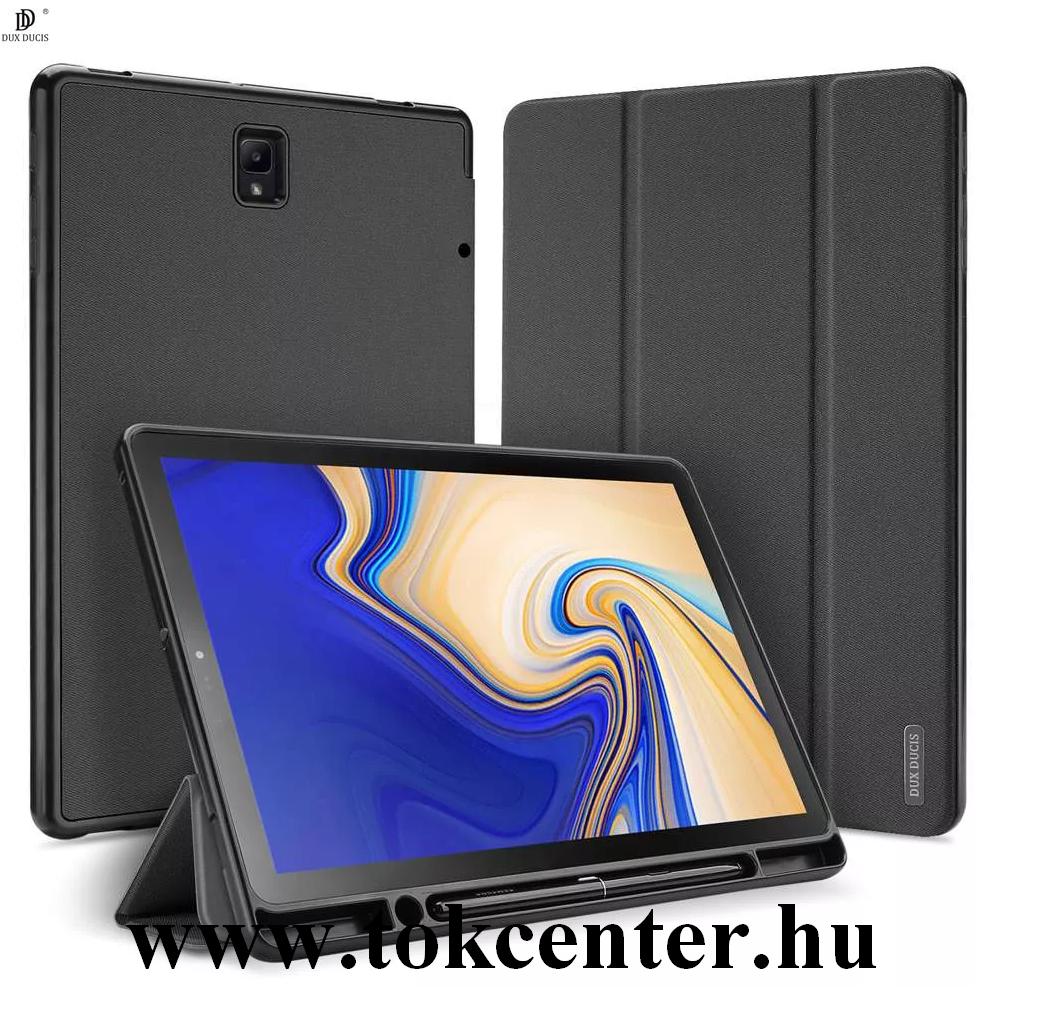 Samsung Galaxy Tab S4 10.5 LTE (SM-T835) DUX DUCIS DOMO tok álló, bőr hatású (aktív flip, oldalra nyíló, TRIFOLD asztali tartó funkció, textil minta) FEKETE