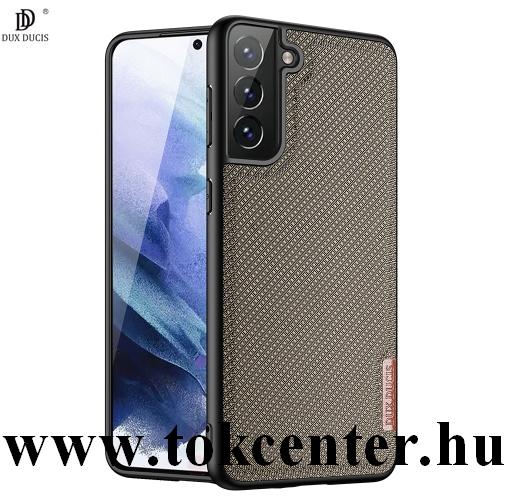 Samsung Galaxy S21 (SM-G991) 5G DUX DUCIS FINO szilikon telefonvédő (műanyag belső, közepesen ütésálló, rács minta) BARNA