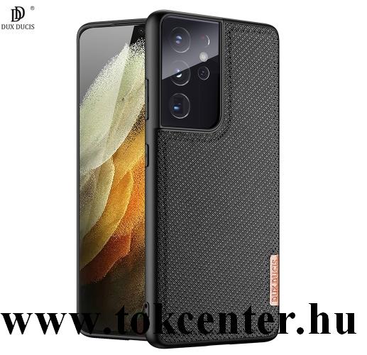 Samsung Galaxy S21 Ultra (SM-G998) 5G DUX DUCIS FINO szilikon telefonvédő (műanyag belső, közepesen ütésálló, rács minta) FEKETE