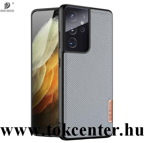 Samsung Galaxy S21 Ultra (SM-G998) 5G DUX DUCIS FINO szilikon telefonvédő (műanyag belső, közepesen ütésálló, rács minta) SZÜRKE