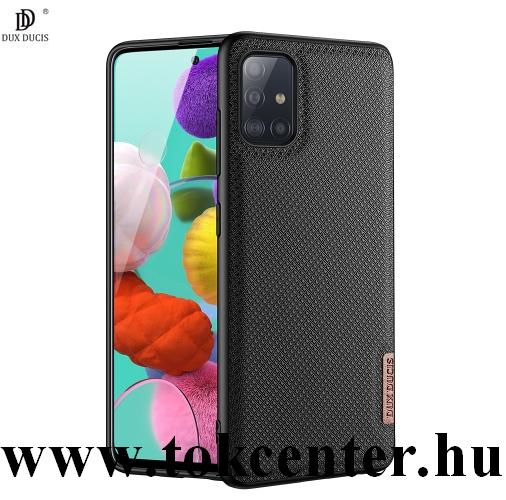 Samsung Galaxy A51 (SM-A515F) DUX DUCIS FINO szilikon telefonvédő (műanyag belső, közepesen ütésálló, rács minta) FEKETE