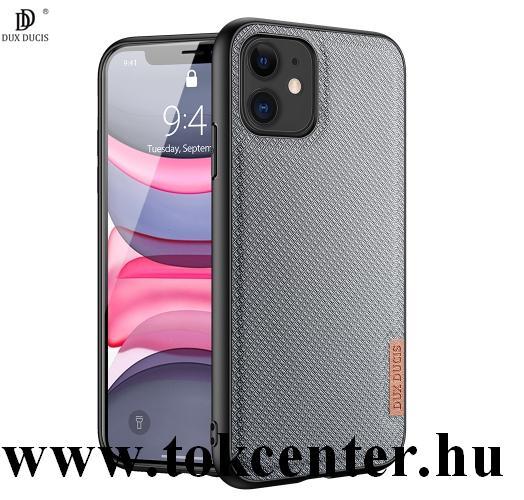 Apple iPhone 12 / Apple iPhone 12 Pro DUX DUCIS FINO szilikon telefonvédő (műanyag belső, közepesen ütésálló, rács minta) SZÜRKE