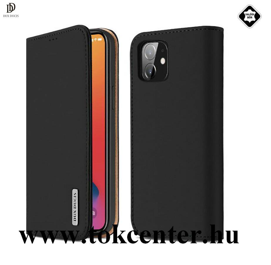 Apple iPhone 7 4.7 / Apple iPhone 8 4.7 / Apple iPhone SE (2020) DUX DUCIS WISH tok álló, valódi bőr (FLIP, oldalra nyíló, asztali tartó funkció) FEKETE